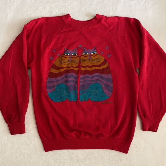 Laurel Burch Tops - {VTG} Laurel Burch | Hanes 1987 Rainbow Cats Painting Artist Sweatshirt (M)
